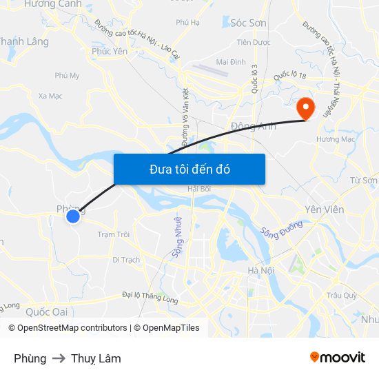 Phùng to Thuỵ Lâm map