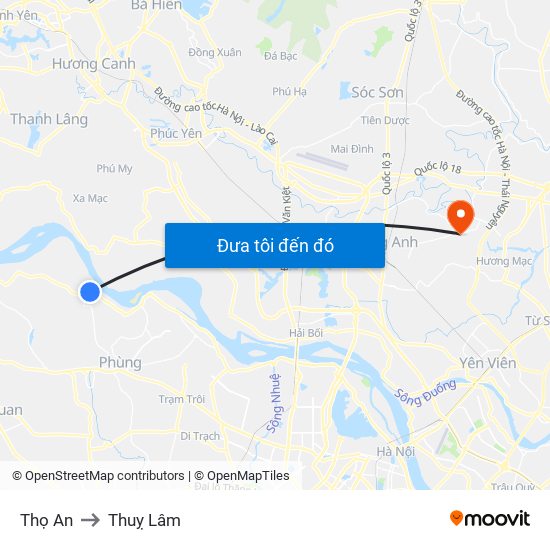 Thọ An to Thuỵ Lâm map