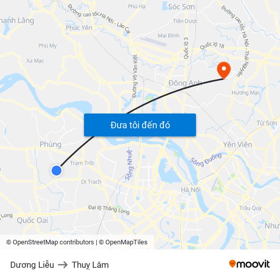 Dương Liễu to Thuỵ Lâm map