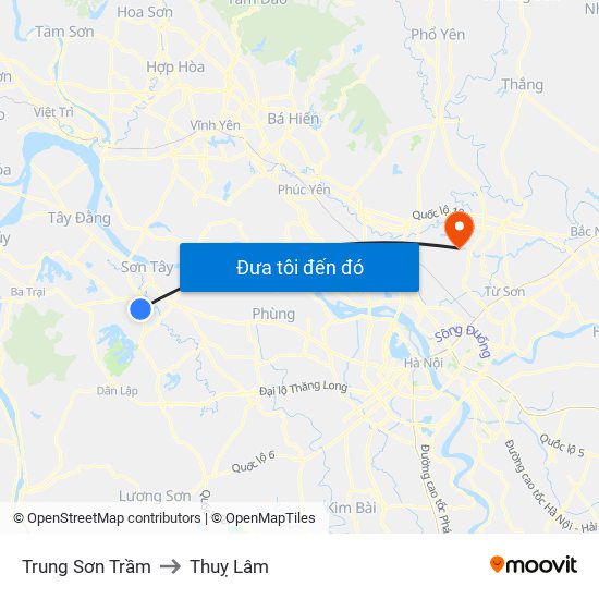 Trung Sơn Trầm to Thuỵ Lâm map