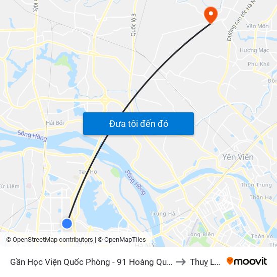 Gần Học Viện Quốc Phòng - 91 Hoàng Quốc Việt to Thuỵ Lâm map