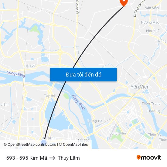 593 - 595 Kim Mã to Thuỵ Lâm map