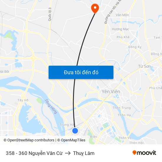 358 - 360 Nguyễn Văn Cừ to Thuỵ Lâm map
