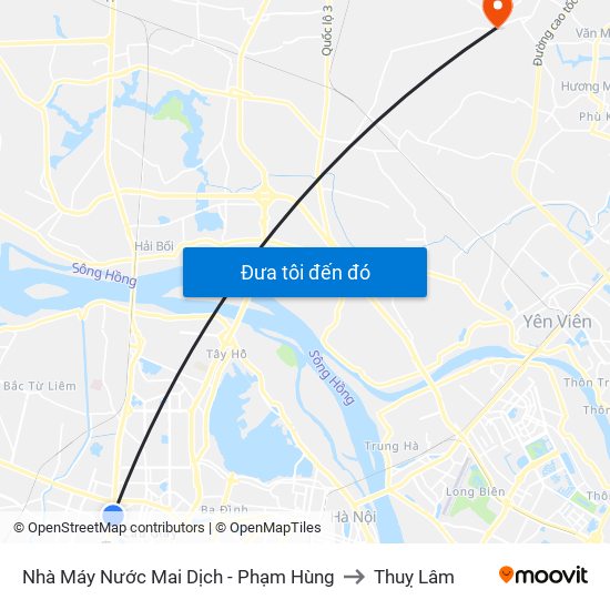 Nhà Máy Nước Mai Dịch - Phạm Hùng to Thuỵ Lâm map