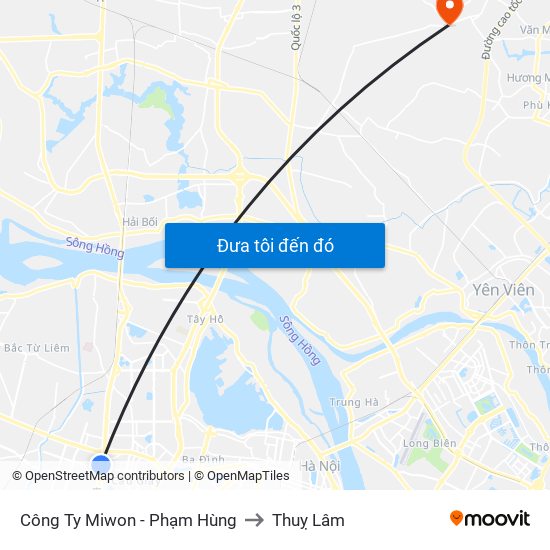 Công Ty Miwon - Phạm Hùng to Thuỵ Lâm map
