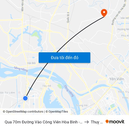 Qua 70m Đường Vào Công Viên Hòa Bình - Phạm Văn Đồng to Thuỵ Lâm map