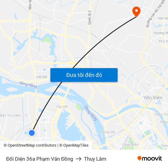 Chung Cư Greenstars- Phạm Văn Đồng to Thuỵ Lâm map