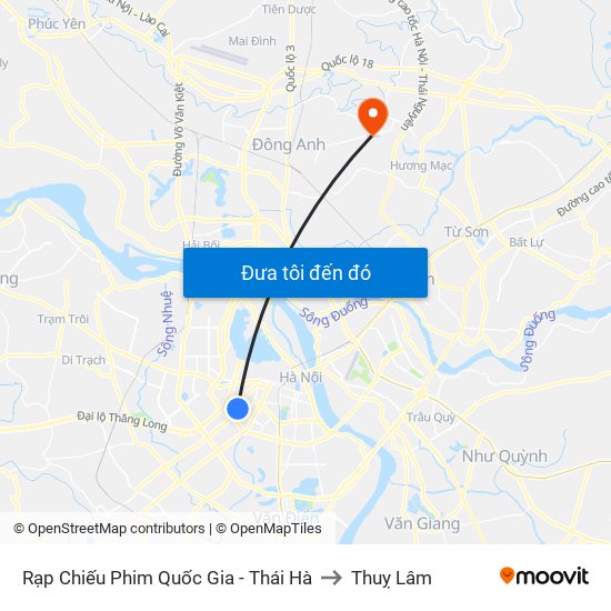 Rạp Chiếu Phim Quốc Gia - Thái Hà to Thuỵ Lâm map