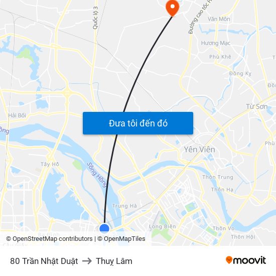 80 Trần Nhật Duật to Thuỵ Lâm map