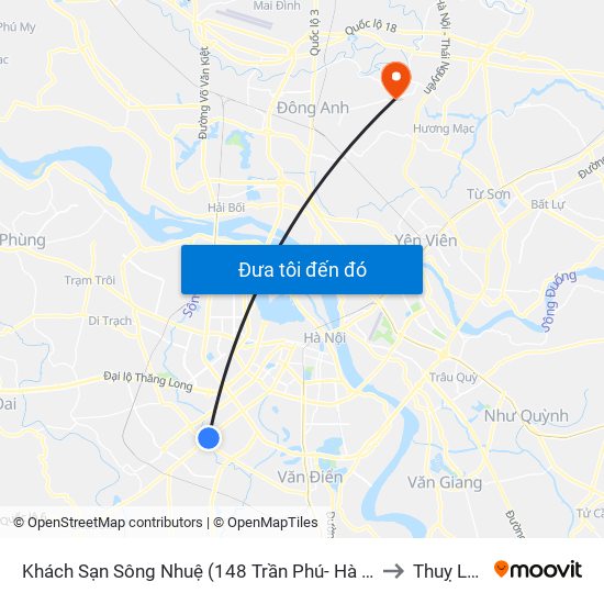 Khách Sạn Sông Nhuệ (148 Trần Phú- Hà Đông) to Thuỵ Lâm map