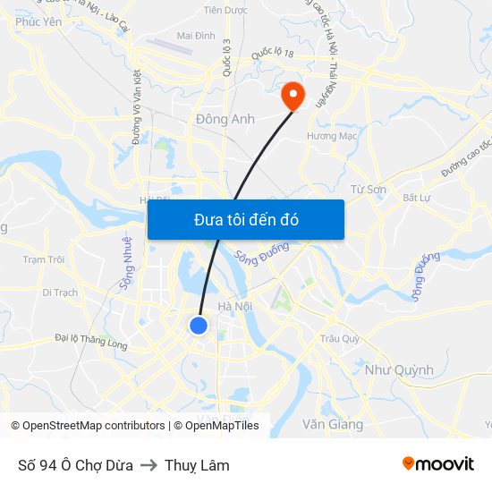 Số 94 Ô Chợ Dừa to Thuỵ Lâm map
