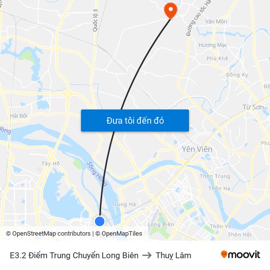 E3.2 Điểm Trung Chuyển Long Biên to Thuỵ Lâm map