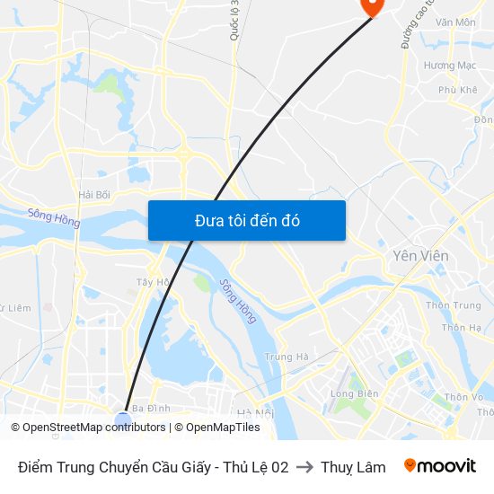 Điểm Trung Chuyển Cầu Giấy - Thủ Lệ 02 to Thuỵ Lâm map