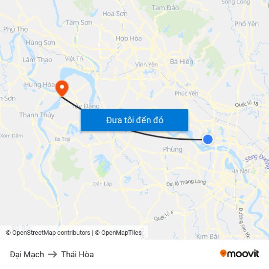 Đại Mạch to Thái Hòa map