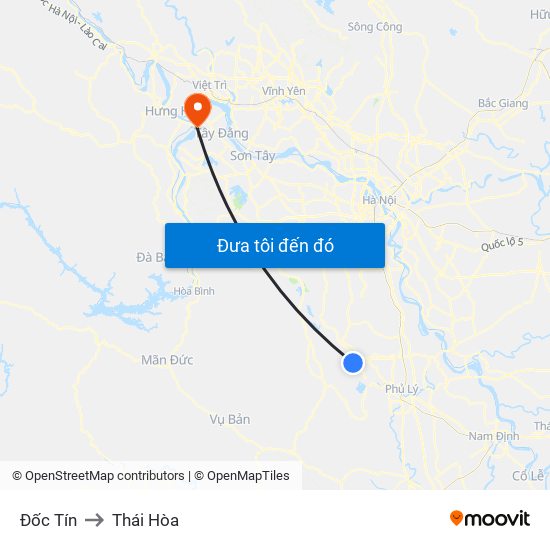 Đốc Tín to Thái Hòa map