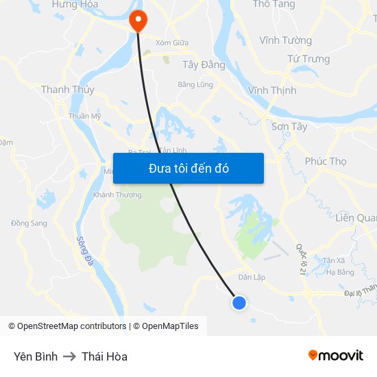 Yên Bình to Thái Hòa map
