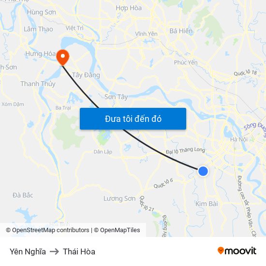 Yên Nghĩa to Thái Hòa map