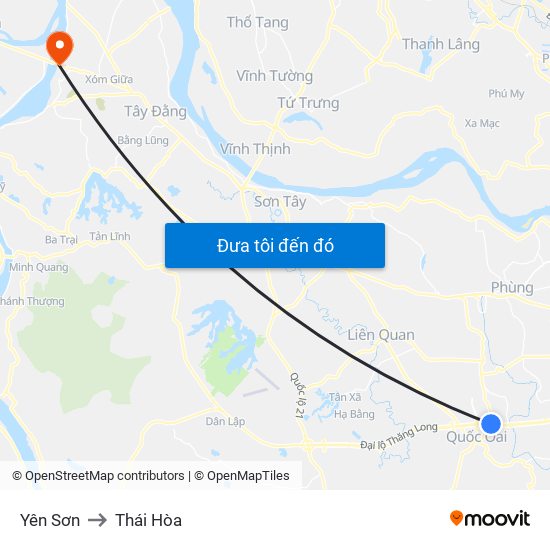 Yên Sơn to Thái Hòa map
