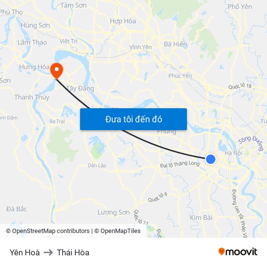 Yên Hoà to Thái Hòa map