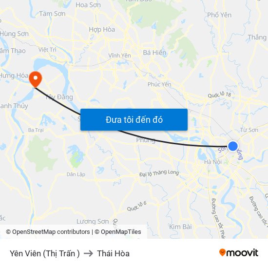 Yên Viên (Thị Trấn ) to Thái Hòa map