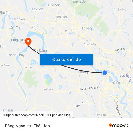 Đông Ngạc to Thái Hòa map