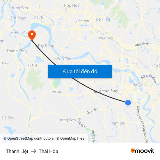 Thanh Liệt to Thái Hòa map