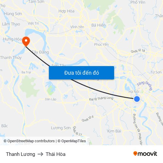 Thanh Lương to Thái Hòa map