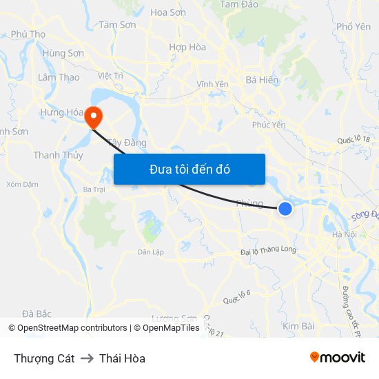 Thượng Cát to Thái Hòa map