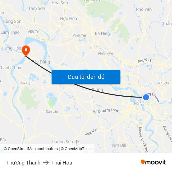 Thượng Thanh to Thái Hòa map