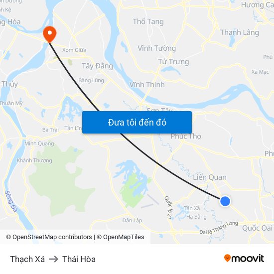 Thạch Xá to Thái Hòa map