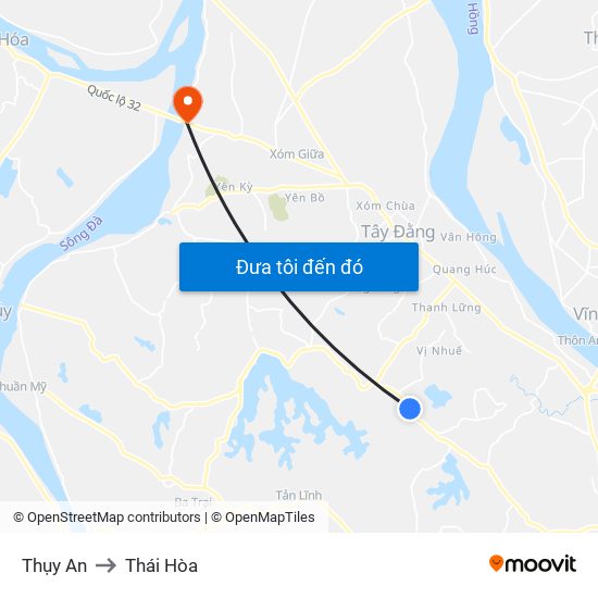 Thụy An to Thái Hòa map