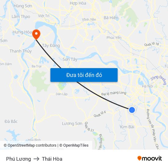 Phú Lương to Thái Hòa map