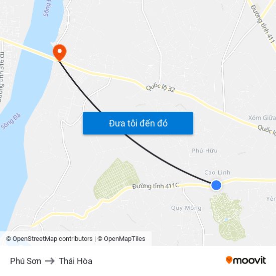 Phú Sơn to Thái Hòa map
