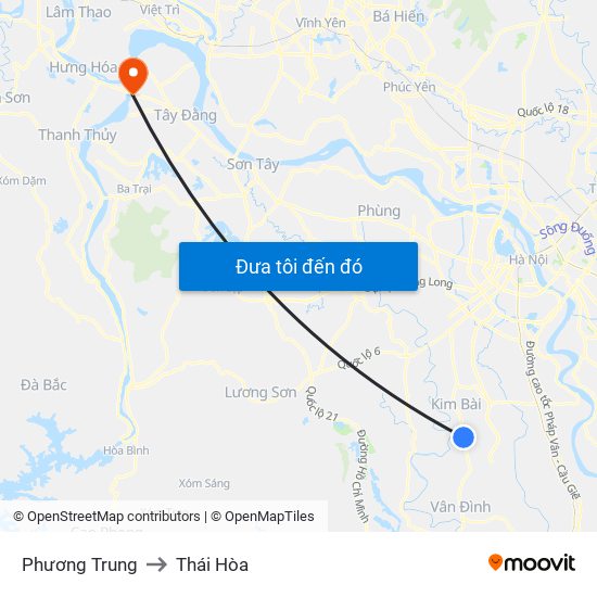Phương Trung to Thái Hòa map