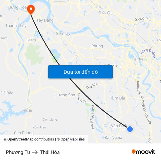 Phương Tú to Thái Hòa map