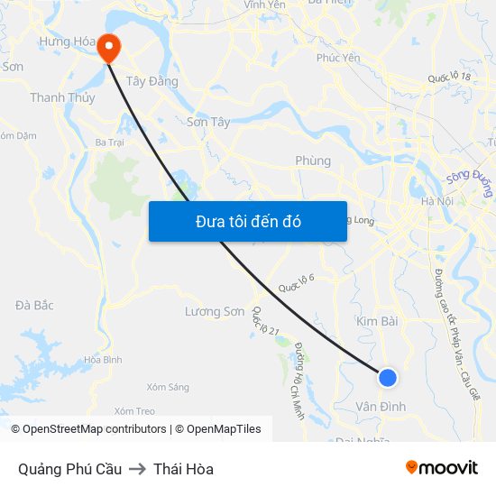 Quảng Phú Cầu to Thái Hòa map
