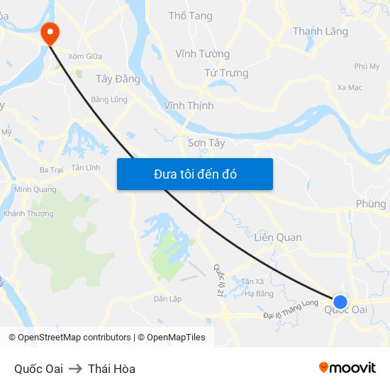Quốc Oai to Thái Hòa map