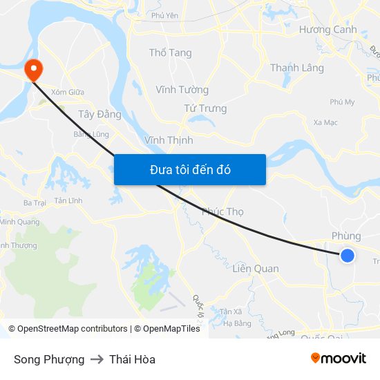 Song Phượng to Thái Hòa map