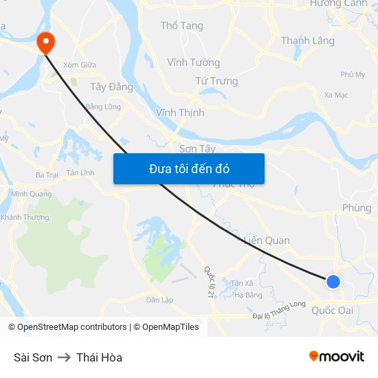 Sài Sơn to Thái Hòa map