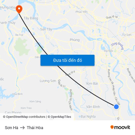 Sơn Hà to Thái Hòa map