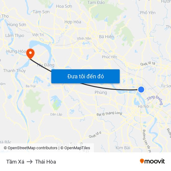 Tầm Xá to Thái Hòa map