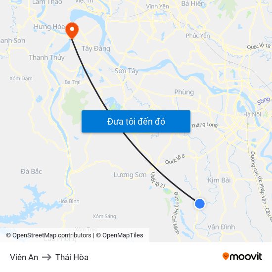 Viên An to Thái Hòa map
