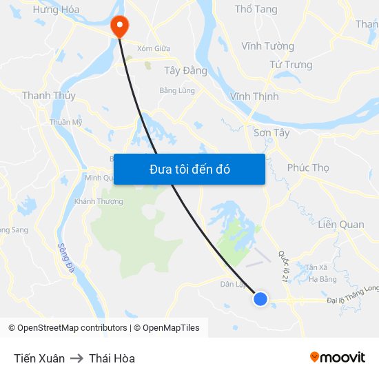 Tiến Xuân to Thái Hòa map