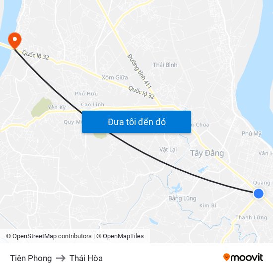 Tiên Phong to Thái Hòa map