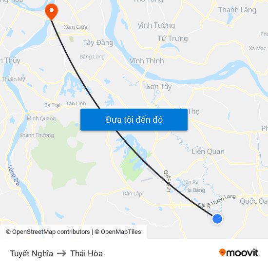 Tuyết Nghĩa to Thái Hòa map