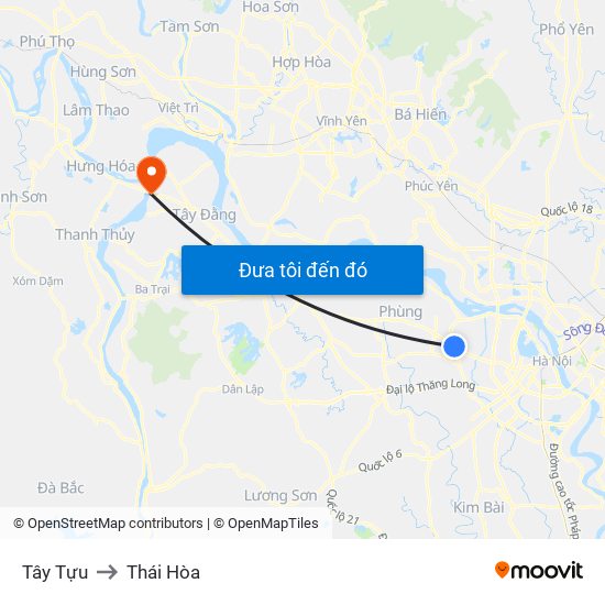 Tây Tựu to Thái Hòa map