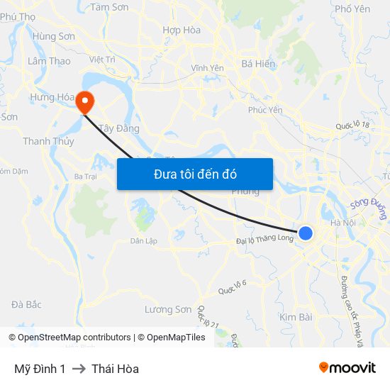 Mỹ Đình 1 to Thái Hòa map