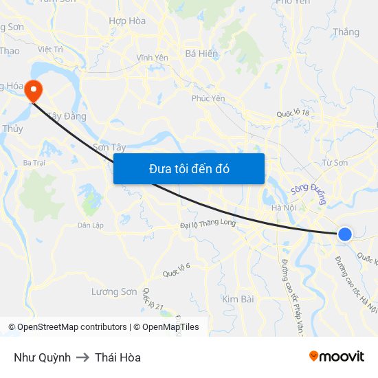 Như Quỳnh to Thái Hòa map