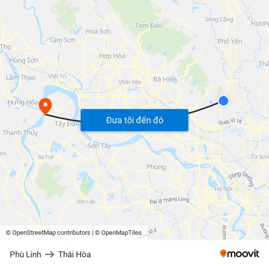 Phù Linh to Thái Hòa map