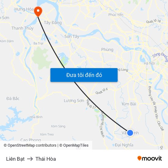 Liên Bạt to Thái Hòa map